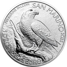 1 oz argento 2025 falco pellegrino 5 euro San Marino in capsula sgombero magazzino