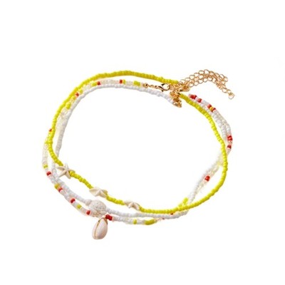 Multilayer Rice Bead Jewelry Ocean Theme Charm Lightweight Beachwear Necklace