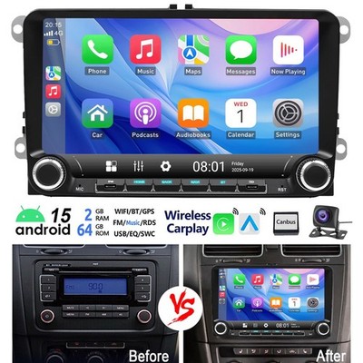 Für VW GOLF 5 6 Plus Touran Caddy 2+64G Carplay Android15 Autoradio GPS NAVI KAM