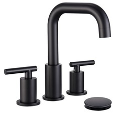 Widespread Bathroom Faucet Matte Black, 8 inch 2 Handles 3 Hole Black Bathroo...