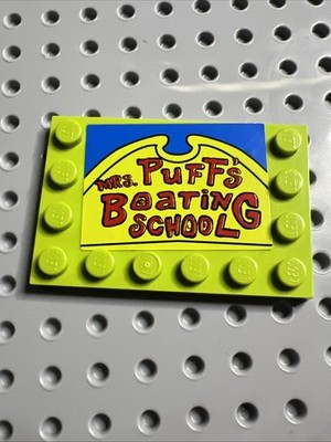 LEGO 6180pb037 SpongeBob Mrs Puff Boating School Sign 4982 Lime Tile Sticker