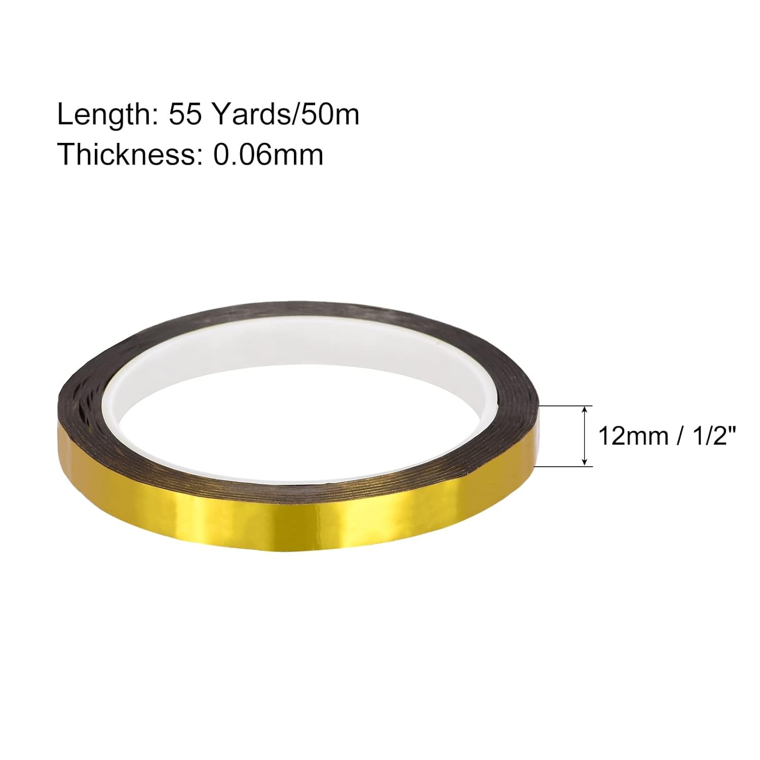 Gold Tone Metalized Tape 1/2 Inch X 55 Yards Decor Tape for Detailing Accent Wal