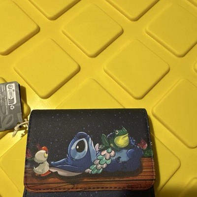 Loungefly Disney Lilo and Stitch Ducky Frog Stargazing Star Sky Flap Wallet NEW