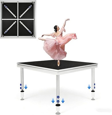 Portable Stage 4x4 ft Aluminum Performance Deck 24''-40'' Adjustable Height Risers