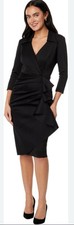 Xscape Xscape Short Scuba Collar Side Ruffle Style 5636X Black Size 16 Cocktail