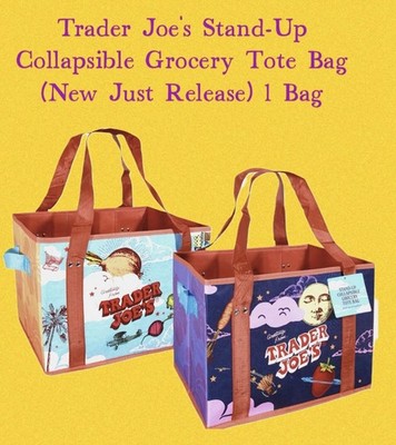 Trader Joe's Stand-Up Collapsible Tote Bag (New Just Released)Front/back View.