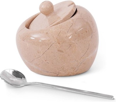 Marble Salt Cellar with Lid 4'' Inch Verona Salt Jar & Table Salt Storage For