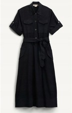 Zara SPRLS Womens Midi Dress Small Blue Button Front Short Sleeve 2693/235 NWT