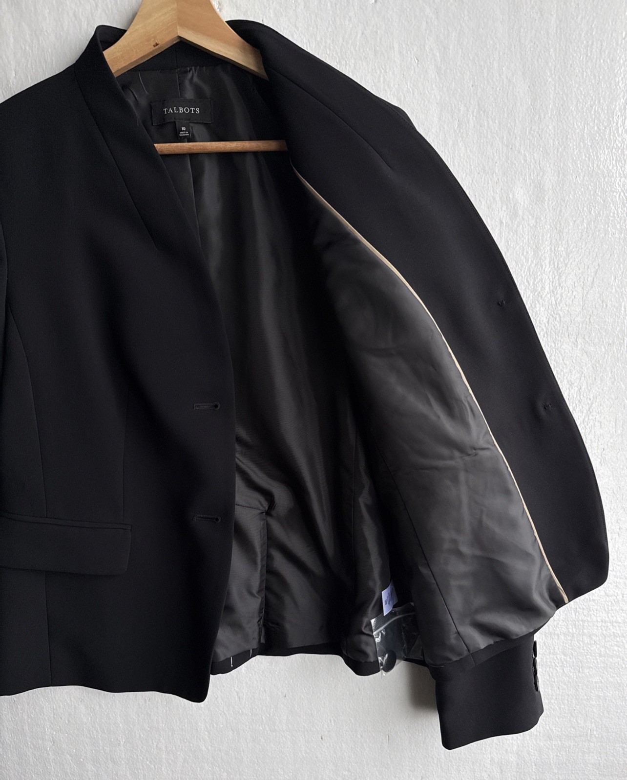 Talbots Classic Collarless Blazer Jacket Black Wo… - image 3