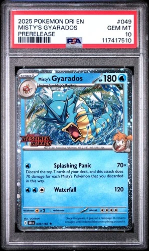 2025 POKEMON DRI EN-DESTINED RIVALS PRERELEASE #049 MISTY'S GYARADOS PSA 10