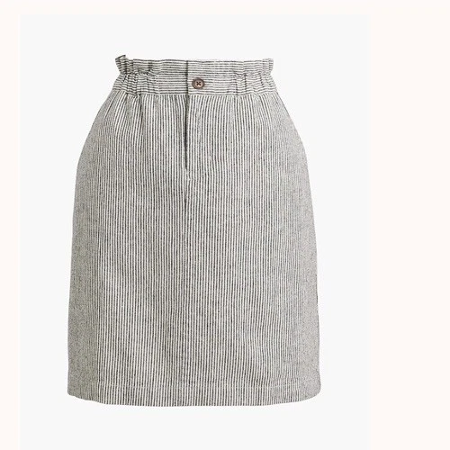 J Crew Linen Mini Skirt Womens Size 10 Striped Paper Bag Waist Lined BR485