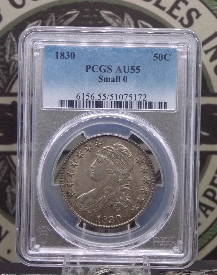 1830 Capped BUST Silver *SMALL 0* Half Dollar 50c PCGS AU55 #172 About Unc ECC&C - Image 3 of 4