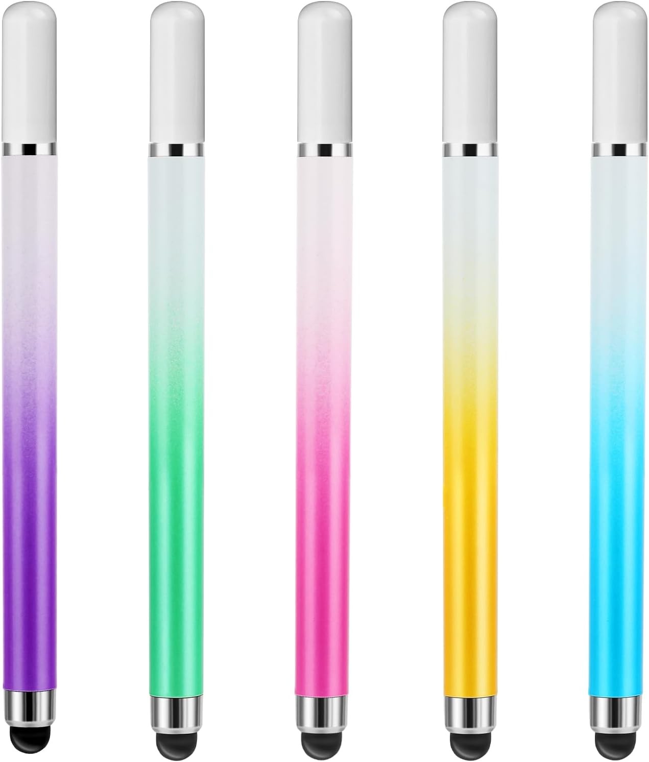 5-Pack Universal Touch Screen Stylus Pens in 5 Colors - Purple Red Green Blue Yellow