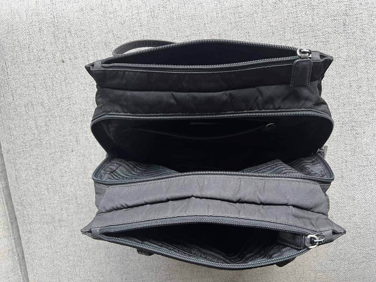 PRADA Tessuto Black Nylon Small Shoulder Bag Vintage 90s With Card