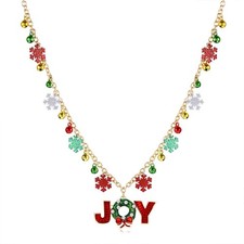 boderier Christmas Snowflake Necklace Long Glitter Beaded Charm...
