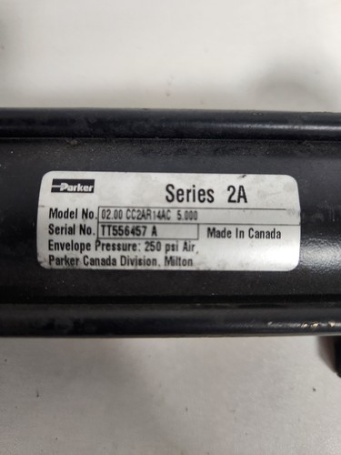 PARKER SERIES 2A CYLINDER 02.00 CCAR14AC 5.000 250 PSI USED - Picture 3 of 3
