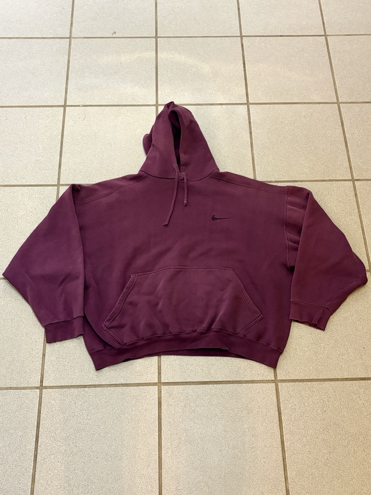 Vintage 90s Nike Tonal Hoodie Pullover Size L Made In USA Faded  Plum Color
