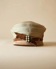 Vintage 1950s Greenlawn New York Straw Silk Cocktail Hat Pearl and