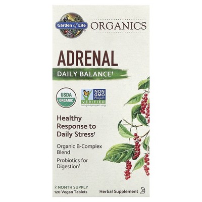Organics, Adrenal, Daily Balance, 120 Vegan Tablets
