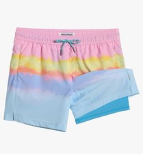 Mens Swim Trunk with Compression Liner 5" Stretch Beach Shorts Quick Dry size XS