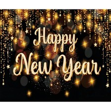 10x8ft Happy New Year Backdrop Gold Glitter Photography Background Party