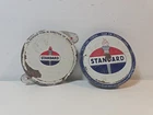 Vintage Lot 2 Standard Oil Can Gas Service Station Tin Cap Lid Sign Logo 2 3/4"