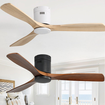 52 Zoll flacher Deckenventilator mit FB, 3 Massivholzflügeln, ohne Licht, leise
