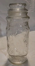 Vintage Mr Peanut Planters Glass Ornate Storage Canister Jar Starburst 1980 10"
