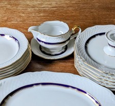 Speiseservice Eschenbach echt Kobalt, La Reine 6 Pers. neuwertig