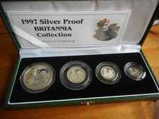 1997 Silver proof Britannia 4 coin set  .958 Britannia Silver Toning.