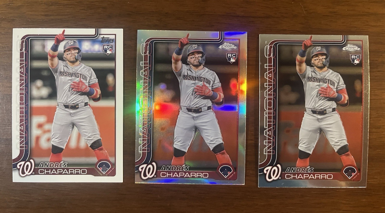 2025 Topps Chrome/Series1 Andres Chaparro Lot 167/187 RC Refractor WSH Nationals