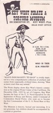 1960's Key West Pirate and Torture Museum Card Brochure