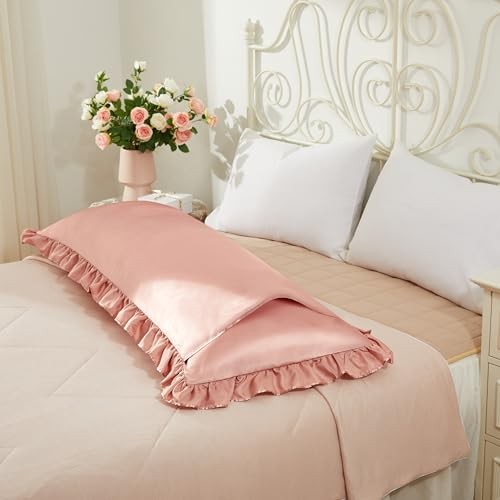 Satin Pillowcases Body Pillow for Hair and Skin,Body Body (20x54) Rose Gold - Picture 4 of 7
