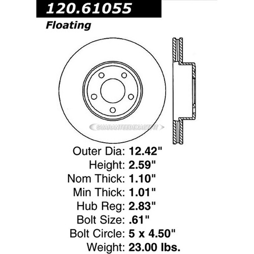 Centric Front Brake Rotor Disc For Mercury Grand Marquis & Lincoln Town Car - Picture 5 of 5