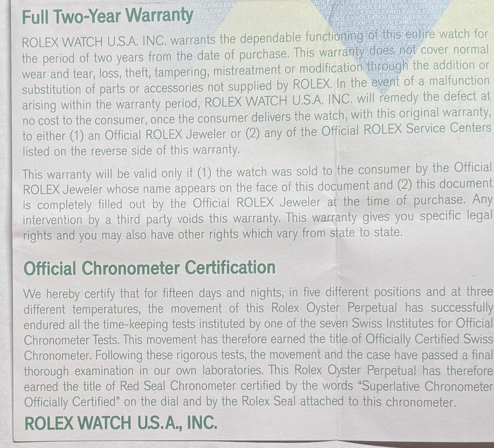 Rolex 80298 Pearlmaster Certificato di Garanzia Garanzia Anni 2000 K Serial Cert foto 5