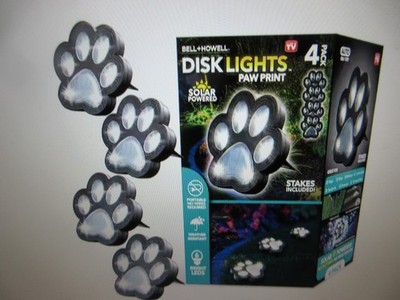 Bell + Howell Paw Print Disk Lights Low Voltage Black Solar Paw Path Lights 4PK