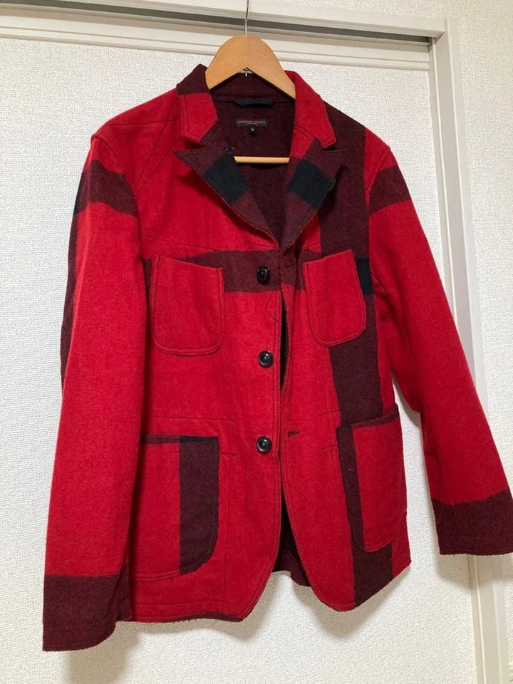 Engineered Garments x Woolrich Bedford Jacket Red Check Single Coat #EL ZCA - Image 3 of 4