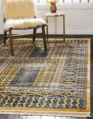 District Collection Area Rug - Sequoia (4' 1'' x 6' 1'' Rectangle, Beige/ Blue)