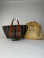 Borsa a mano vintage Fendi in pelle a righe arancione marrone