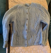 Child s Handmade Blue Irish Wool Sweater Vintage 1980 s Measurements In Desc