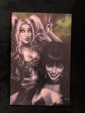 HARLEY QUINN X ELVIRA #1 VIRGIN LUCIO PARRILLO B&W EXCLUSIVE 
