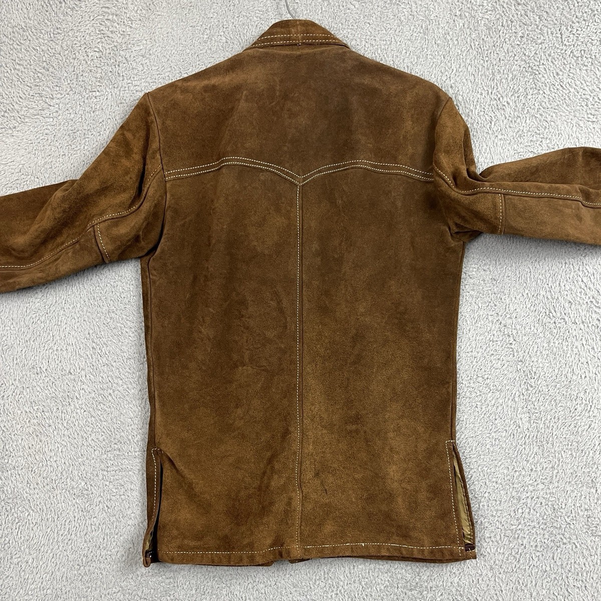 VTG 70s Schott Bros Western Rancher Suede Leather Jacket Snap Up