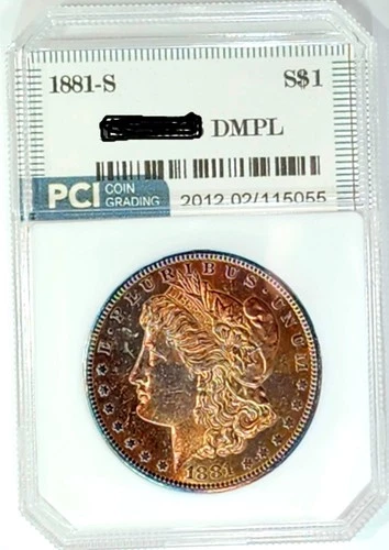 1881-S Morgan Dollar Gem BU +++ PL Proof-like  Full Rainbow Color Toned