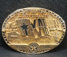 XD01163 NOS VINTAGE 1986  TEXAS SESQUICENTENNIAL  MENS 24K GOLD BELT BUCKLE