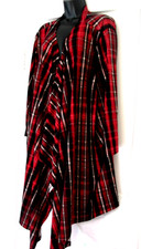 Top plumero kimono Avenue para mujer 4X boho/fushia a cuadros/negro