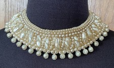 Vintage Handmade Top Hit Fashion Baar  Beards Faux Pearl Beaded Collar Japan