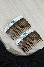 Turquoise & Sterling Silver Hair Combs - Jolene Begay