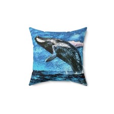 Humpback Whale Spun Polyester Throw Pillow
