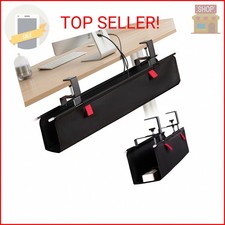 CrsaSwivo No Drill Under Desk Cable Management Tray - 28" Cord Management Under