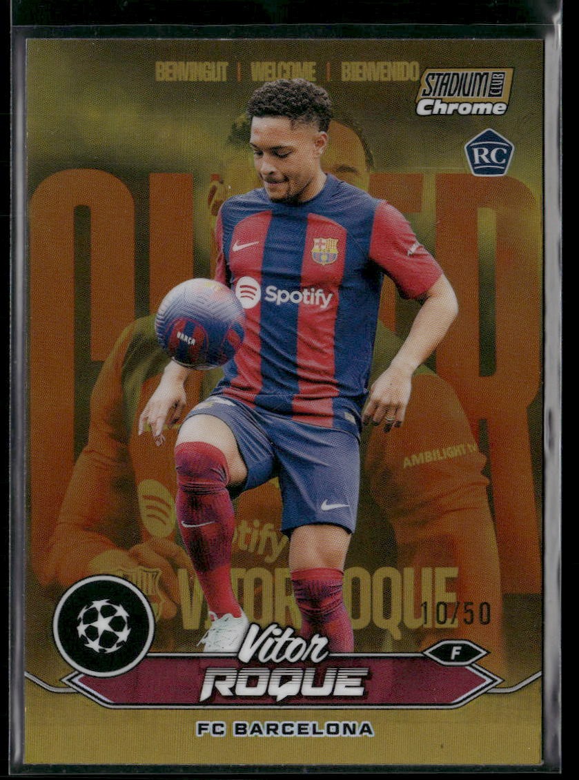 2023-24 Stadium Club Chrome UEFA Champions League #48 Vitor Roque Gold Rc Ref/50